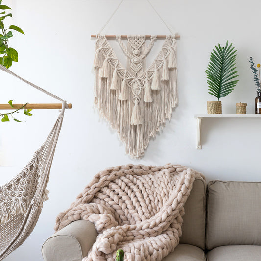 Tapisserie Macramé Bohème Serenya — Suspension Murale Tissée Main