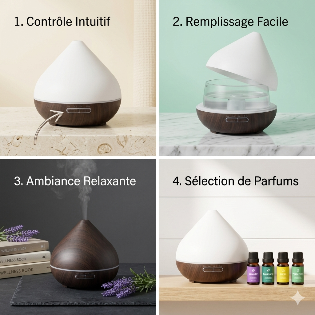 Diffuseur Volcan Serenya — Humidificateur Arômes Effet Lave